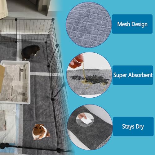 Guinea Pig Pee Pads, Disposable Rabbit Cage Liners, Charcoal Odor Controlling Absorbent Waterproof Pee Pads for Hamster, Bunny, Ferret, Chinchilla and Other Small Animals (18" x 13", 120 PCS) - size: 17.7" x 12.9" - 120PCS