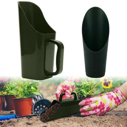 Garden Soil Scoop, 2-in-1 Multi-Function Plastic Spoon Soil Shovel Wear Resistant Digging Tool Cultivation Potting Scoop with Mini Scoop for Digging Up or Transporting