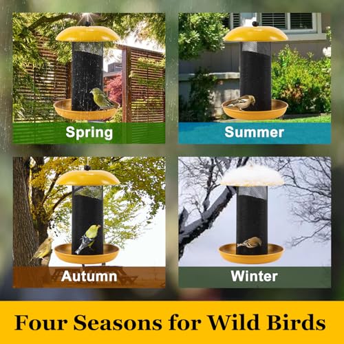 Finch Feeders for Outside, Finch Feeder for Nyjer/Thistle Seed, 2.5 lbs Seed Capacity - color: Yellow(finch)
