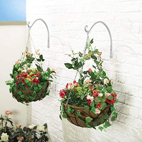Heavy Duty Plant Hooks - 2 Pack 8 Inch Wall Mounted Hanging Brackets, 44lb Capacity Steel Plant Hangers for Bird Feeders, Baskets, Wind Chimes -White - color: White, size: 8 Inch