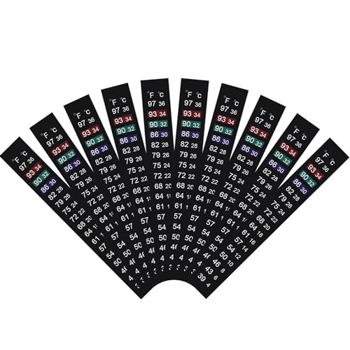 Brewing Thermometer Adhesive Strip Thermometer Aquarium Thermometer 10pcs | Fish Tank Thermometer Strip, Temperature Test Strip Thermometer Sticker for Tank/Kombucha/Fermentation Jar 39 to 97℉/4 to 36℃ - size: 10 Pack