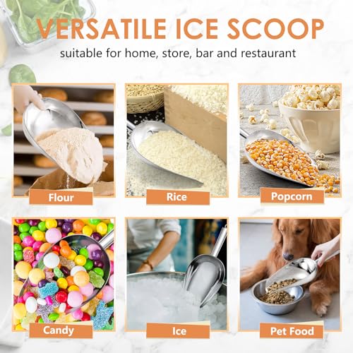 TeamFar Ice Scoop, 24oz Stainless Steel Big Large Food Scoop | for Candy Popcorn Flour, for Kitchen Dispenser Buffet Jars, Healthy & Sturdy, Easy Clean & Dishwasher Safe - size: 24 oz