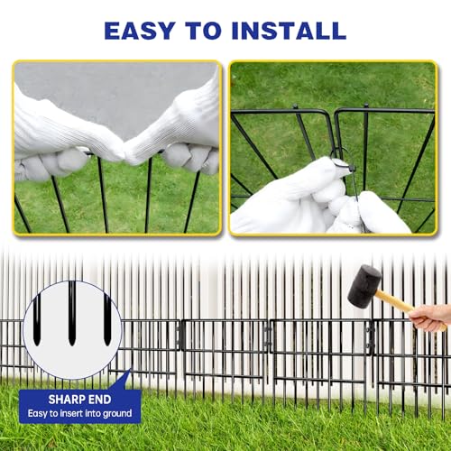35 Panels Garden Fence Animal Barrier, 38 Ft(L) X 13 in(H) No Dig Fence for Dogs, Upgrade 1.2in Gap Garden Border Ground Defense, Rustproof Metal Outdoor Wire Fencing for Dogs, Rabbits - size: 35 Panels 38ft x 13in