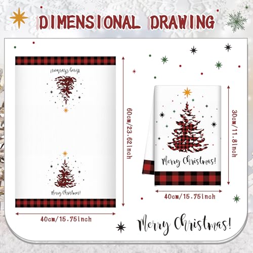 Oudain 6 Pcs Christmas Kitchen Towels Christmas Hand Towels Red Black Buffalo Plaid Xmas Tree Elk Dish Cloths Winter Garland Truck Decorative Tea Dishcloths for Home Kitchen Bathroom Xmas Gifts - color: Plaid