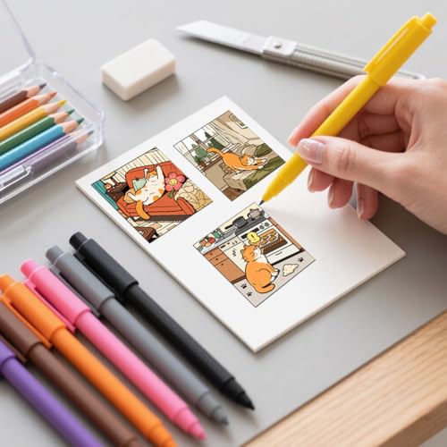 CHGCRAFT Cat Life Comics Clear Stamps Cat Taking a Bath Transparent Stamps Pet Sleeping Silicone Clear Stamp Seals for DIY Scrapbooking Photo Album Decoration, 4.3×6.3 inch - style: Cat Life