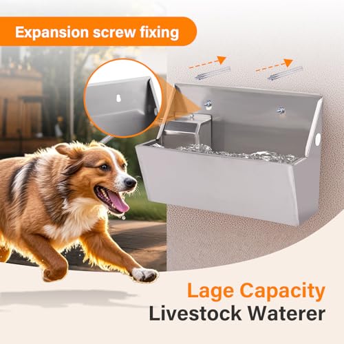 PAUQEWIE 2Gal Automatic Dog Water Bowl Dispenser Auto Fill Dog Waterer | Outdoor Livestock Water Trough for Large Breed Dog Chicken Horse, Sturdy Material, Easy To Install, Controlled by Float Valve