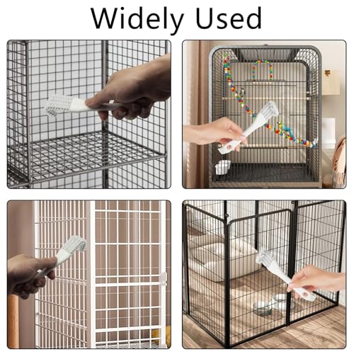 2Pcs X Clearance Bird Cage Cleaner with Scientific Handle, Durable PP+Stainless Steel Nylon Pet Brush for Easy Efficient Cleaning Parrot Cage Perch Toy Nest Accessories