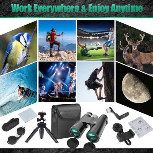 18X50 High Powered Binoculars for Adults with Upgraded Phone Adapter, Tripod and Tripod Adapter,Waterproof Compact Binoculars with Low Light Vision for Bird Watching,Travel,Sightseeing