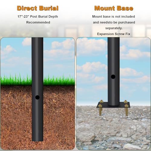 80 in. x 3 in. Black Direct Burial Outdoor Lamp Post - Cast Iron Cross Arm, Weather Resistant for Driveway/Front Yard/Pathways - size: lamp post 80 in with crossbars