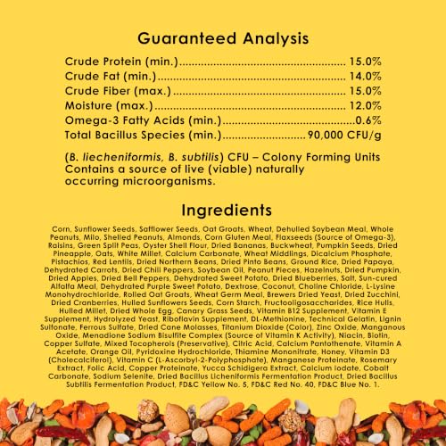 Kaytee Fiesta Parrot Food for Large Birds, 4.5 Pounds | Fun feeding. Bird food with fruits, veggies, grains. Bird seeds, shapes and textures for natural foraging - size: 4.5 Pound (Pack of 1)