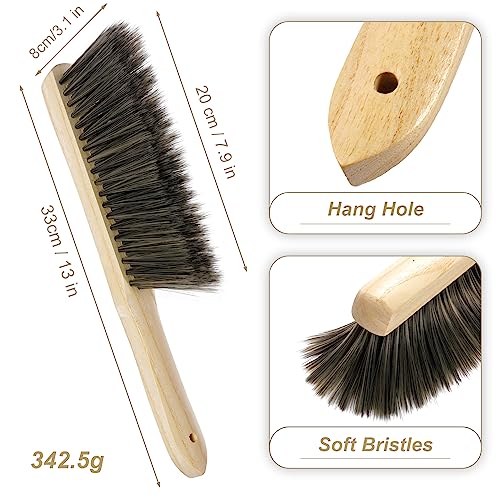 Rbenxia Wooden Handle Bench Brushes Soft Household Dust Cleaning Brushes | Soft Bristles,Fireplace,Sofa,Furniture,Workshop,Woodworking,Horse Hair Brushes,Bed,Cabinet,Car,Clothes,Coat,Counter,Desk - color: Gray