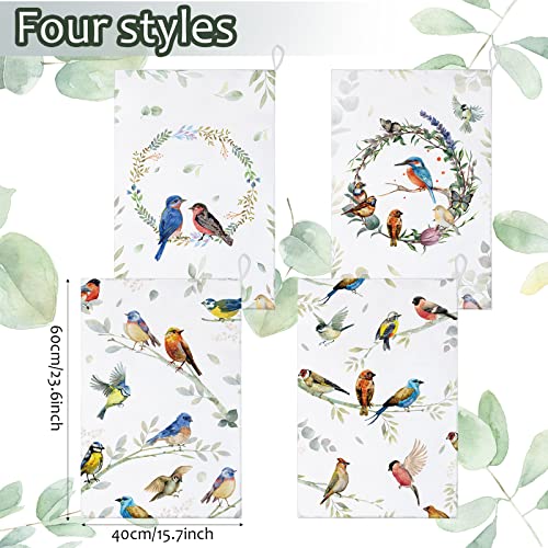 Frienda 4 Pcs Cardinal Kitchen Towels Decorative Dish Hand Towels 24 x 16 Inch Bathroom Cloth Set with Hanging Loop Absorbent for Spring Summer Farmhuose Home Kitchen Decor Gift