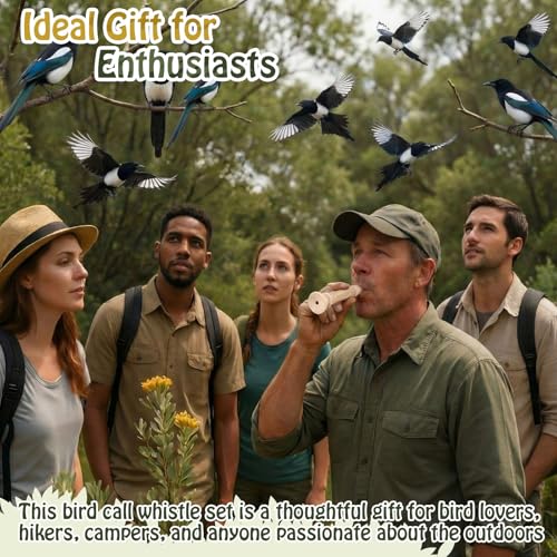 Shappy 12 Pcs Wooden Bird Call Set Handmade Bird Call Gifts for Birdwatchers, Nature Lovers, Outdoor Exploration Activities Camping Trips Realistic Sounding Whistle