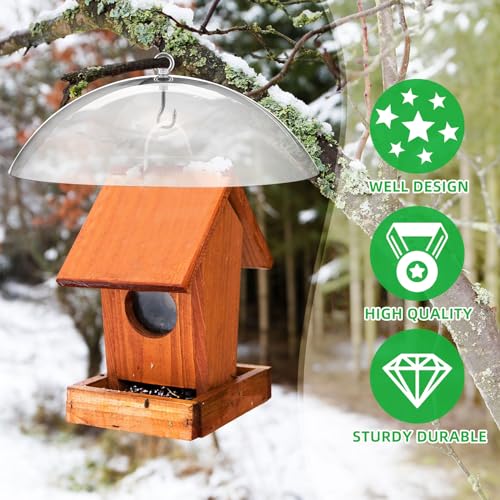 4 Pcs 10.2 Inch Plastic Bird Feeders Dome Cover for Hanging Hummingbird Feeder Weather Guard Protective Dome Squirrel Baffle for Bird Feeder Pole Covers(Clear) - color: Clear