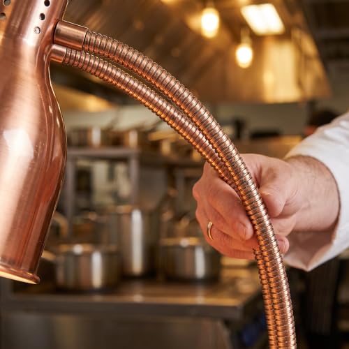 Dual Heads Food Heat Lamp with 500w Bulb Food Warmer Infrared Heating Lamp Countertop Restaurant Kitchen (Double Head(Copper))