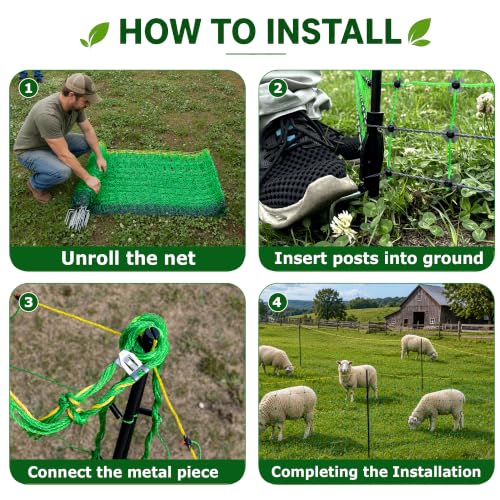 Electric Fence Netting, 49.6" H x 164'L, Electric Poultry Fence, Net Fencing Kit, Movable Livestock Nets for Yard,Backyards,Farms,Ranches, Energizer Not Included - size: 164'L x 49.6" H