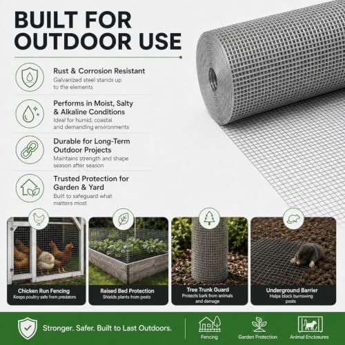 GoldPeak Hardware Cloth 1/4 inch Wire Mesh 24 inch x 50 Foot 23 Gauge | Hot-dip Galvanized After Welding, Wire Fence Roll Chicken Coop Wire Rat Wire Aviary Wire Rodent Gopher Wire Snake Fencing - size: 1/4 inch 24'' x 50'