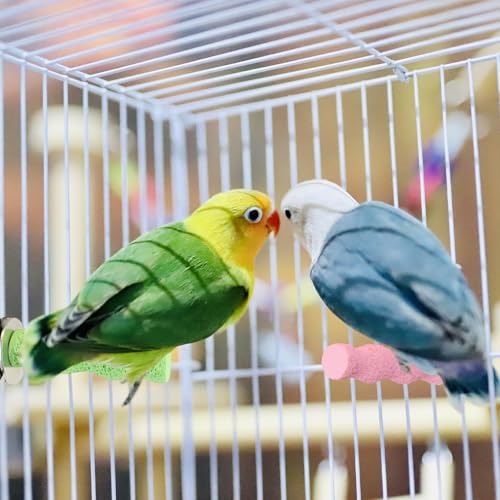 3-Piece Bird Beak Grinding Stone, Resin Parrot Perch for Cage, 5.7-Inch Nail Trimmer and Claws Grinding Stick for Parakeets, Cockatiels, Hamsters, and Chinchillas
