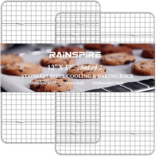 Cooling Rack Stainless Steel, Heavy Duty Cooling Racks for Cooking and Baking, Oven Safe Wire Rack for Cooking, Baking Rack for Oven Cooking Fits Half Sheet Cookie Pan, 12" x 17", 2-Pack - size: 12"x17"