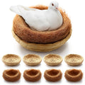 AceOrbit 8 Pcs/4 Set Bird Nest with Coconut Fiber Mats for Dove Hamster | Hand Woven Bird Nest Flat, Small Animal Breeding Bed Hatch House Cage Accessories, Cuckoo Sparrow Rabbits Chinchillas Hamster