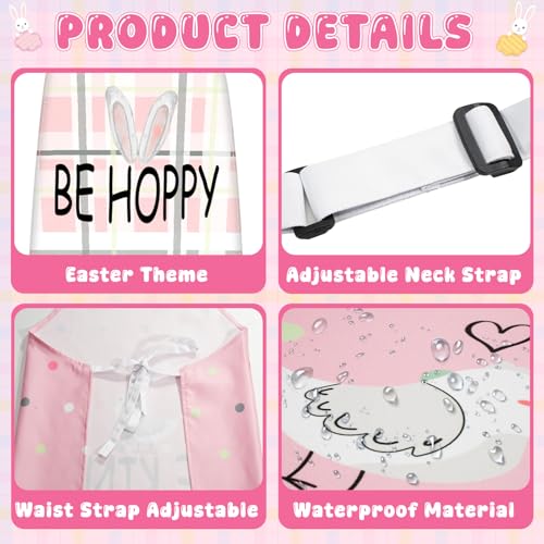 Easter Aprons Set of 4, Bunny with Easter Eggs Pattern Kitchen Aprons for Adults, Easter Decorations for Home, Bunny Gifts, Spring Table Decor - color: Easter