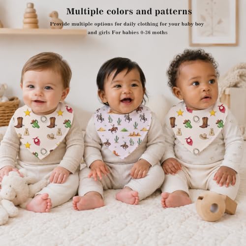 Baby Organic Cotton Teething Cloth Newborn Baby Burp Cloth Bandana Drool Cloth for Drooling Cotton Baby Gifts - color: Brown Western