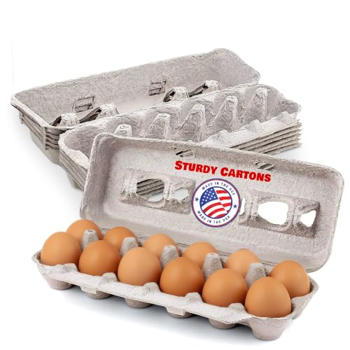 MT Products Blank Natural Pulp Egg Cartons Bulk - Made in USA - Holds Up to Twelve Eggs - Cardboard Material Perfect For Storing Extra Eggs (Pack of 5) - size: Standard