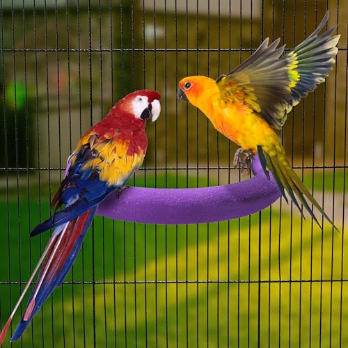 FrgKbTm U Shape Parrot Perch Stand Toy Bird Platform Sand Paw Grinding Clean Stick Exercise Conure Budgie Cockatiel Cage Accessories (Purple)