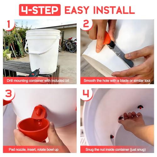32 Pack Auto Chicken Poultry Waterer Cups Feeder for Diy Chicken Coop Automatic Watering Cup Dispenser Drinker Bebederos De Agua Para Gallinas with Mounting Hole Opener Double Leak-proof Washer - size: 32 Pcs