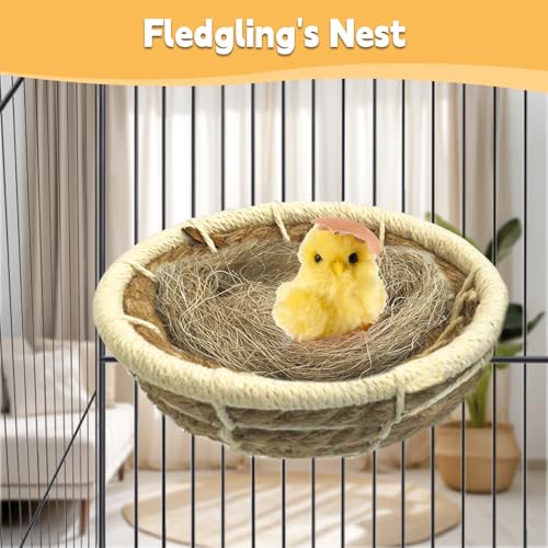 kathson Hemp Rope Weave Bird Breeding Nest Bed for Parakeet Cockatiel Canary Lovebird and Small Parrot Cage Hatching Nesting Box（Beige） - size: Beige