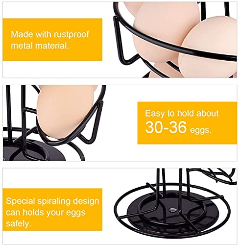 Toplife Spiral Design Metal Egg Skelter Dispenser Rack, Storage Display Rack, Black - color: Black
