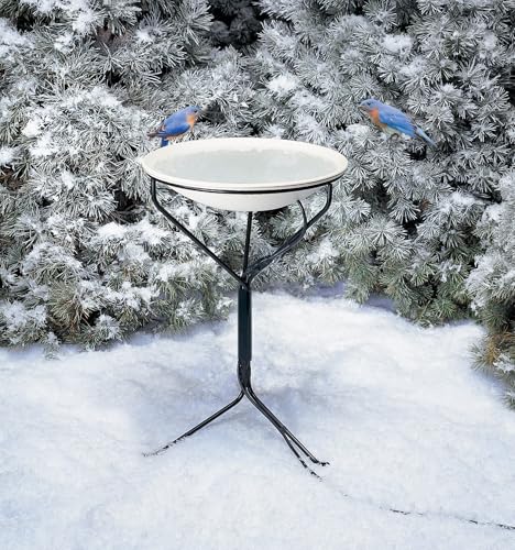Allied Precision Industries (970) 20-Inch Diameter Heated Bird Bath with Metal Stand - 338348, Light stone color