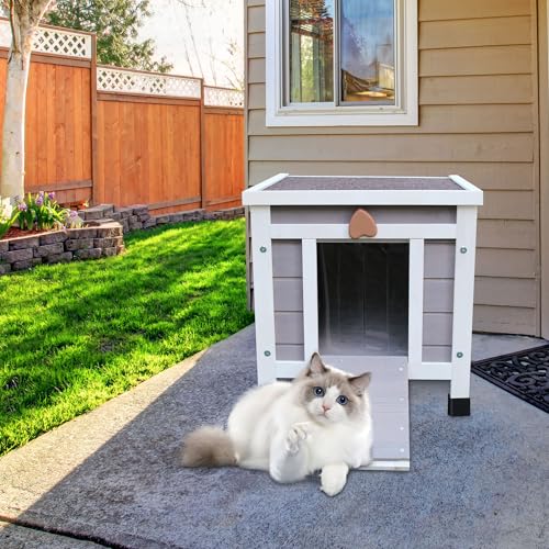 Rockever Outdoor Cat House, Rabbit Hutch Outdoor Indoor Bunny Cage | Waterproof Cat Houses For Outdoor Cats, Wooden Small Pet House And Habitats, Openable Roof