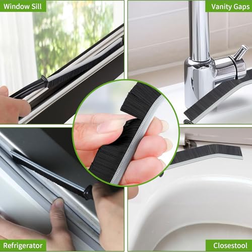 Crevice Cleaning Brush, Bathroom Gap Cleaning Brush, Hard Bristle Brush for Cleaning, Multifunctional Gap Brush, for Blind, Baseboard, Fan, Window or Sliding Door Track (5pcs) - color: Black-5pcs