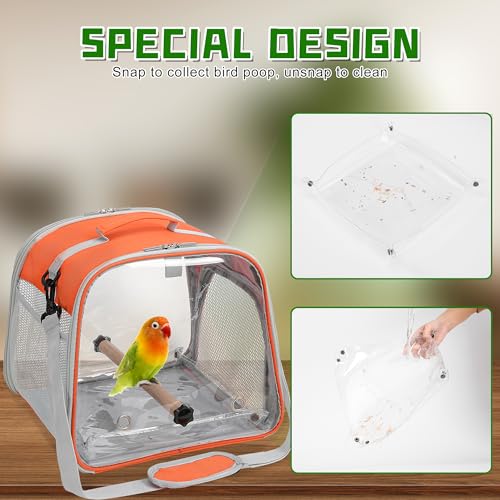 Small Bird Carrier, Large Window Travel Cage with Stand and Easy Clean Tray for Parrot Parakeet Cockatiels, Lightweight and Portable, Orange H - color: Orange
