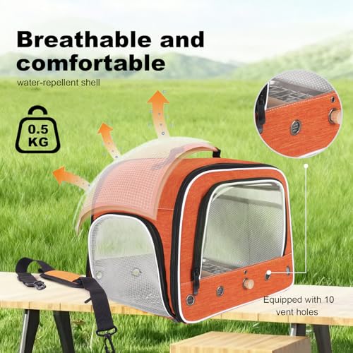Bird Carrier Bag for Small to Large Bird, Portable Travel Carrier Cage with Standing Perches Metal Tray and Grate (Orange, Large Carrier) - color: Orange