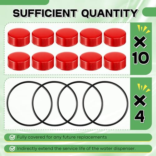 Poultry Fountain Renewal Waterer Part, 10 Replacement Cap,4 O Ring,Red | Compatible with Miller PPF3/PPF5/PPF7,Compatible with Farm-Tuff 3/5/7 Gallon Poultry Founts - color: Red