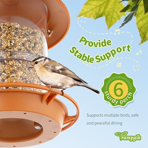 Outdoor Bird Feeder, Retractable Bird Feeder Hanging, Metal Hanger, Rainproof & Leak-Proof, Terracotta, Pack of 1 - color: Terracotta, Retractable Hanging, Pack of 1
