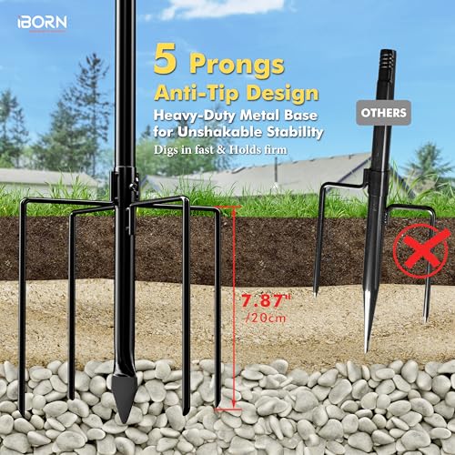 iBorn Bird Bath for Outside,36″ Freestanding Bird Bath with 3 Adjustable Height Pole,12″ BPA-Free Plastic Bowl,5-Prongs Base,Metal Pole and Plastic Birds Baths Bowl,Gray,1 Pack（Not Include Fountain） - color: Gray