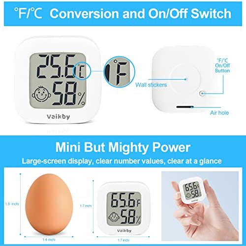 Vaikby Indoor Thermometer 4Pack, Humidity Gauge Meter Digital Hygrometer Room Thermometer for Home, Hight Accurate Temperature and Humidity Monitor, Large LCD Display Fahrenheit or Celsius - size: ℉/℃
