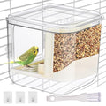 Automatic No Mess Bird Feeder for Cage 2-in-1 Transparent Parrot Seed Food Container & Bird Bath Box with 27oz Capacity Spill-Proof Bird Accessories for Lovebirds Cockatiels Canaries (Shower)