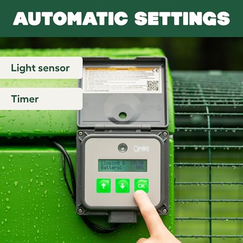 Omlet Automatic Chicken Coop Door Opener | Operated by Light Sensor or Timer | Easy to Install, No Maintenance Required | Improves Coop Security and Insulation | Built-in Safety Sensors | Grey - color: Grey