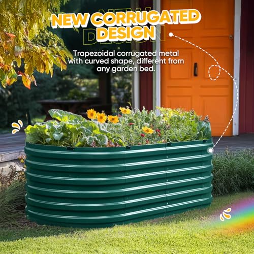 King Bird Raised Garden Bed Quick-Setup 74x36x23 in | Galvanized Planter Box Outdoor for Gardening, Vegetables, Flowers, Green - color: Green, size: 74X36X24 in