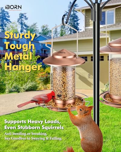 Bird feeders for Outdoors Metal Chew Resistant Copper-Plating, 1PK | Metal Roof, Metal Tray, Fixed Hanger, Flip-Top Fill, 3 Perches, Easy-Clean, 1.32lb - color: Brushed Copper, 1.5LB, 3 Perches