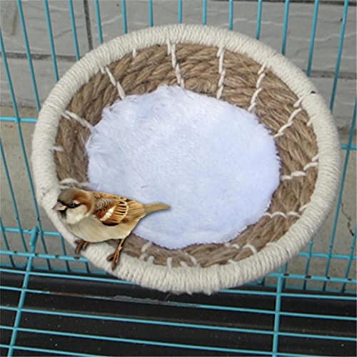 Hand Woven Hemp Rope Bird Nest Bed Cage Bed for Dove Parrot Canary Little Parrot Warm Bird Breeding Cabin Nest(Hemp Rope L)