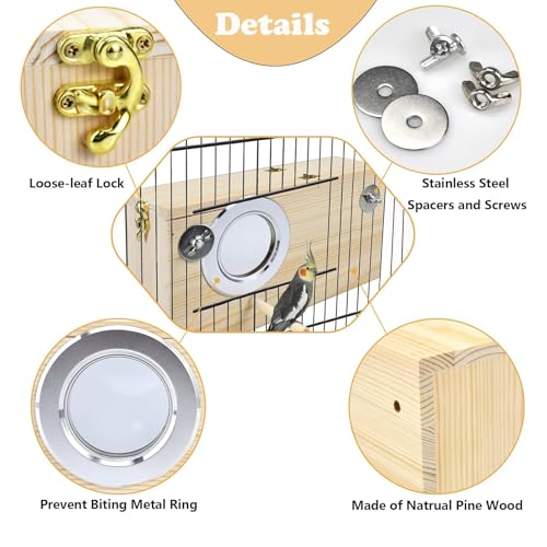Parrot Nesting Box Cockatiel Nesting Box Bird Breeding Box House Handcrafted Wooden Acrylic Transparent Bird Box with Detachable Wooden Board for Parakeets Cockatiel Budgie Conure Parrot S - size: S(9.1"X5.7"X5.7")
