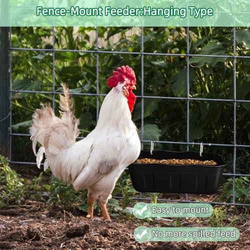 Chicken Feeder Waterer,Hanging Goat Feeders,Feed Trough 3.5 Quart 2 Pack,Hanging Fence Feed Trough for Poultry Livestock,Black - color: Black, size: 3.5 Quart (2 Pack)