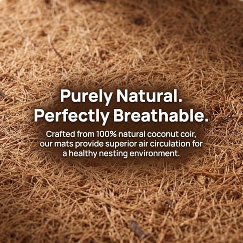 Cabilock 18pcs Natural Coconut Fiber Nesting Pads for Birds, Pigeon Parrot Breeding Mats, Reusable Coir Eggs Mats for Cage Lining for Bird Breeding Nests
