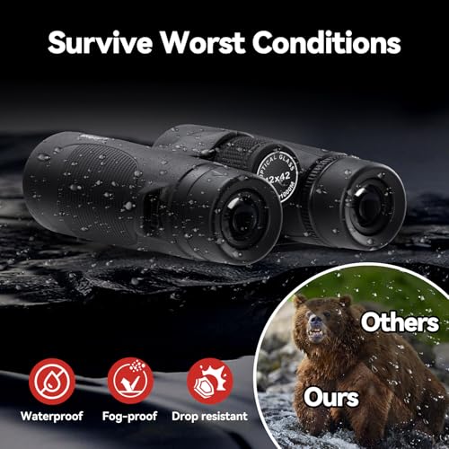 Binoculars for Adults High Powered: 12x42 HD Zoom Binocular for Bird Watching Hunting - Powerful Lightweight Waterproof Binoculars with Phone Adapter for Travel Cruise Ship Stargazing Hiking