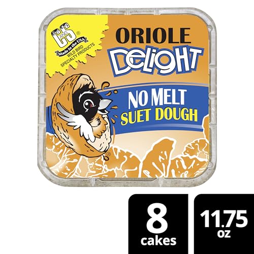 C&S Oriole Delight No Melt Suet Dough, Suet Cakes for Wild Birds Including Orioles and More, 11.75 Ounces, Pack of 8 - size: 1.47 Ounce (Pack of 8), style: Oriole, 8 Pack